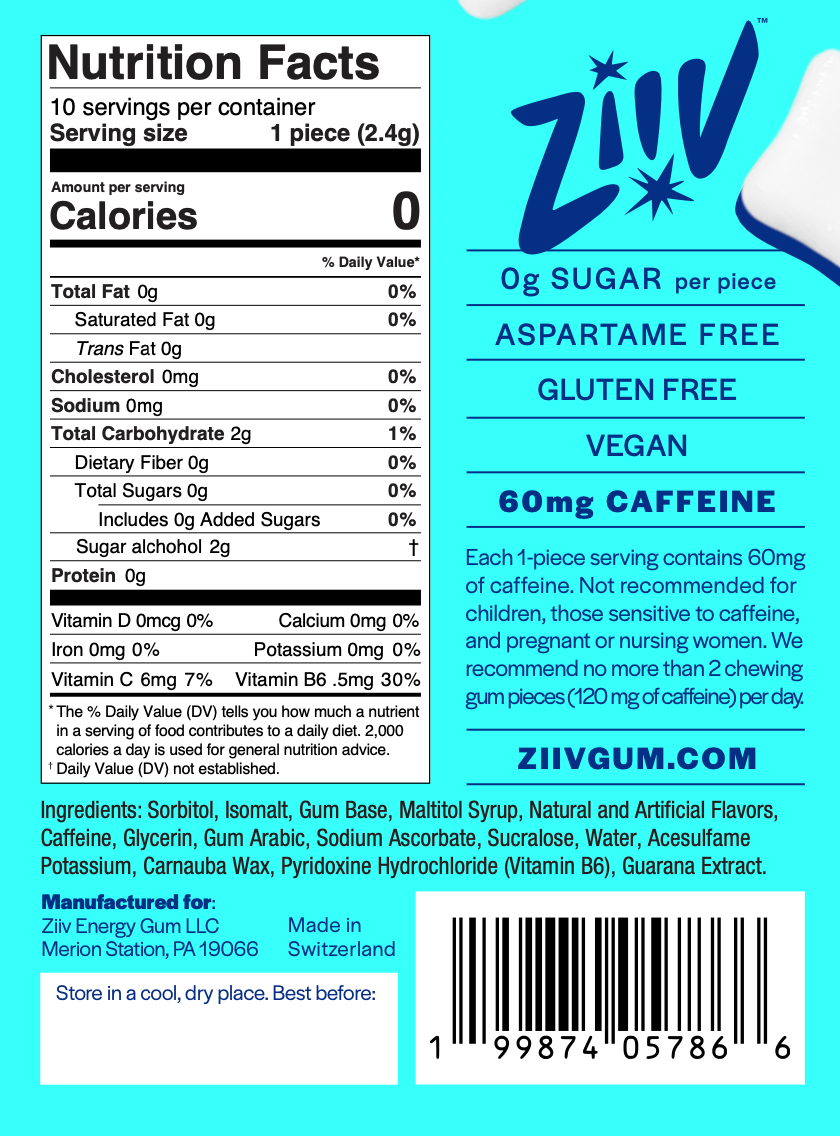4 Pack: Fresh Mint Energy Gum (10pcs/pk)