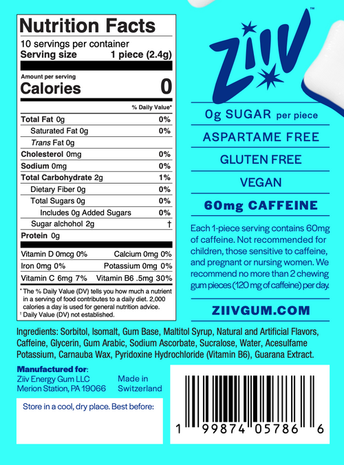 4 Pack: Fresh Mint Energy Gum (10pcs/pk)